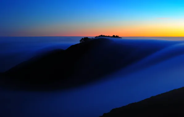 Картинка горы, природа, туман, утро