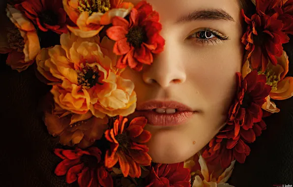 Картинка взгляд, цветы, лицо, стиль, Alexander Drobkov-Light, Юлия Худолеева