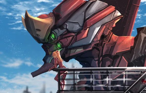 Евангелион, Evangelion, Long Hair, Asuka Langley Sohryu, Mecha