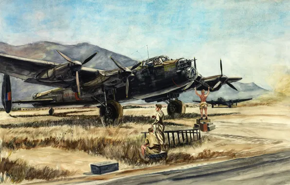 Картинка бомбардировщик, Australia, четырёхмоторный, 1943, тяжёлый, Avro Lancaster