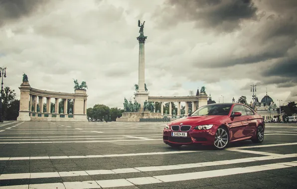 Red, tuning, BMW M3, Budapesta