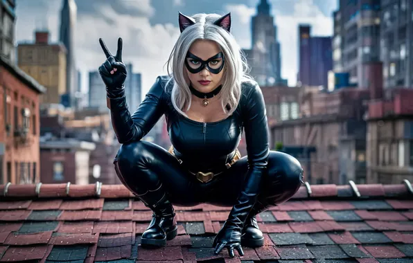Roof, cat woman, beautIful