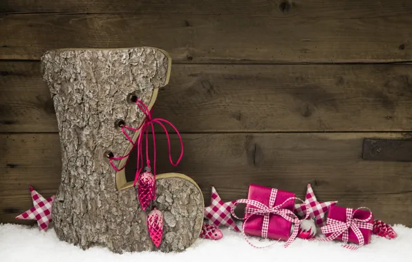 Рождество, Christmas, wood, snow, decoration, gifts