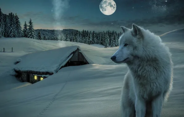 Картинка nature, snow, predator, face, animal, wolf, wildlife, portrait