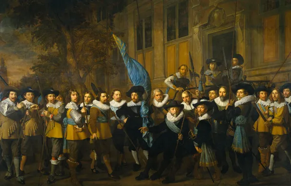 Масло, картина, холст, Компания Капитана и Лейтенанта. Амстердам, Nicolaes Eliasz Pickenoy