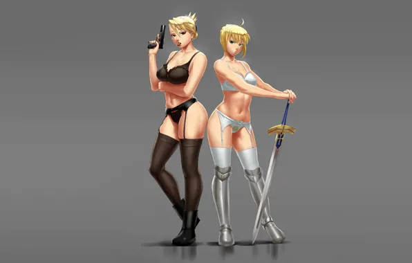 Sword, sexy, lingerie, pantsu, bra, Fate Stay Night, cleavage, panties