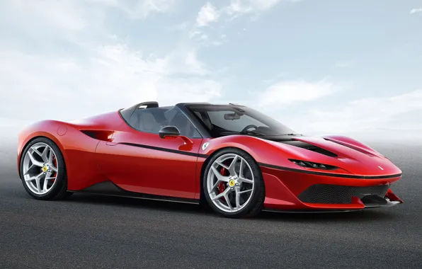 Картинка car, Ferrari, red, logo, sky, cloud, horse, asphalt