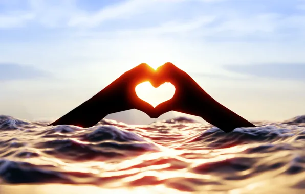 Love, sunset, hands, romance, fingers