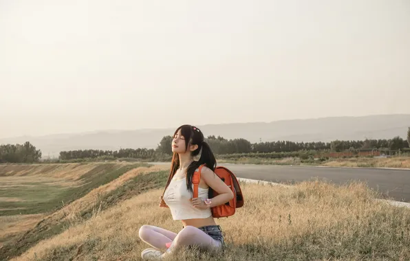 Summer, road, nature, asian beauty, Sakurai, tits big, Cyber ​​Beauties, asian Girl