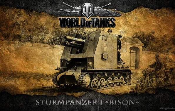 Картинка Германия, танк, танки, САУ, WoT, World of Tanks, Sturmpanzer I Bison