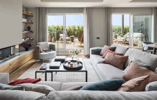 Интерьер, терраса, гостиная, столовая, by Meritxell Ribe, Duplex Reina Victoria