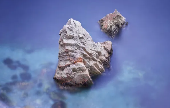 Море, туман, скала, дно, дымка