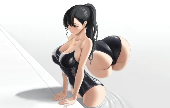 Girl, sexy, ass, pool, cleavage, long hair, boobs, sexy girl