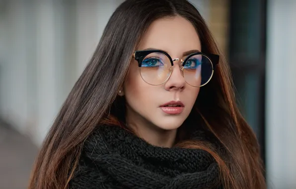 Девушка, модель, шарф, в очках, длинноволосая, русая
