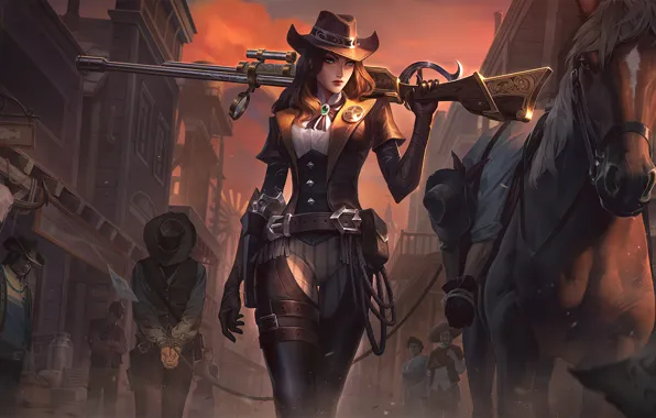 Art, League of Legends, Skin, Caitlyn, LoL, Sheriff