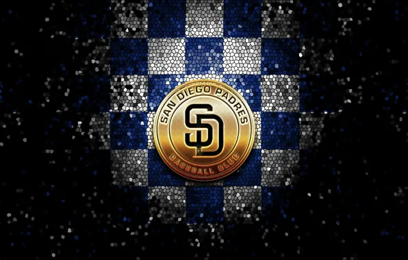 Wallpaper, sport, logo, baseball, glitter, checkered, MLB, San Diego Padres