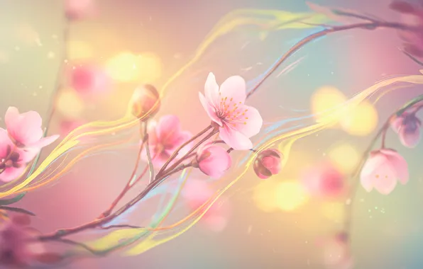 Цветы, абстракция, фон, обои, весна, abstract, wallpaper, flowers
