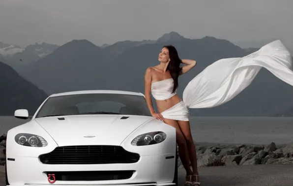Картинка девушка, Aston Martin, V8 Vantage
