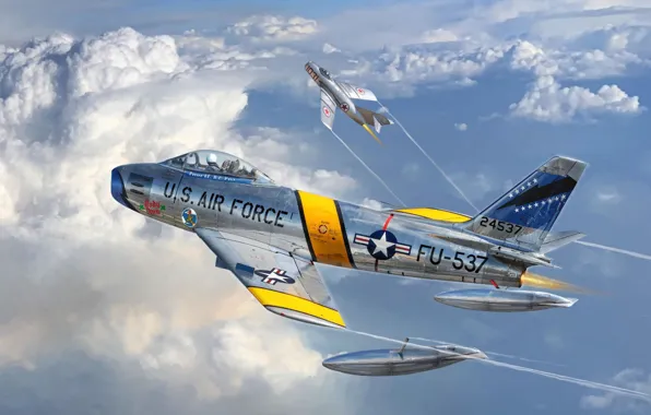 США, реактивный истребитель, US Airforce, Gianluca Capaldo, Война в Корее, F-86F Sabre "MiG Killer", North …