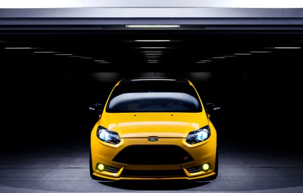 Ford, фокус, парковка, Focus, форд, yellow, front