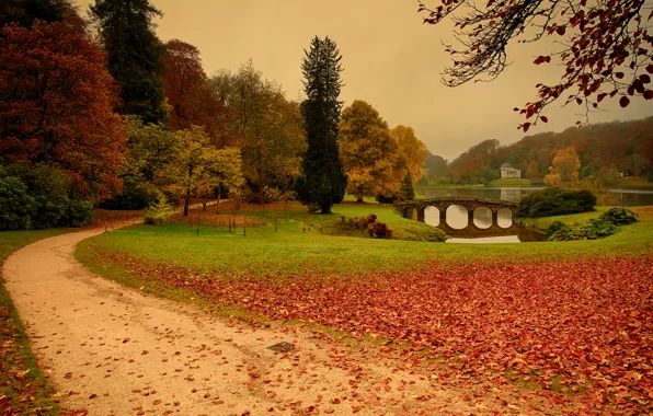 Картинка осень, листья, деревья, Stourhead, Lies Thru a Lens