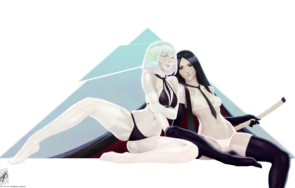 Anime, anime girls, Houseki no Kuni, Diamond (Houseki no Kuni), TheMaestroNoob, Bort (Houseki no Kuni)
