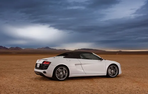 Картинка car, машина, небо, пустыня, sky, desert, 2012 Audi R8 GT Spyder, 3000x1895