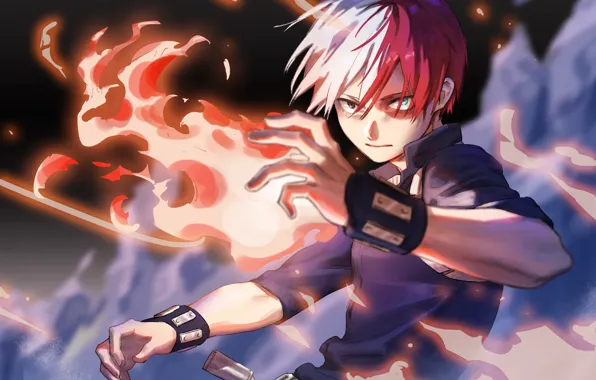 Парень, Boku no Hero Academia, причуда, Тодороки Шото, Моя геройская акадеимя