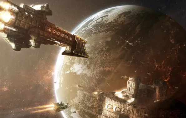 Space, stars, planet, spaceships, damaris