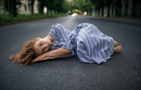 Дорога, асфальт, перспектива, лежит, Влада, Илья Шатохин