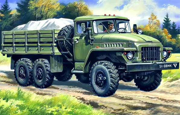 СССР, автомобиль, грузовой, полноприводный, военного назначения, Урал-375Д