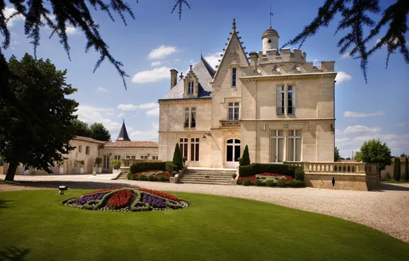 Парк, замок, Франция, сад, Bordeaux, Le Chateau Pape Clément