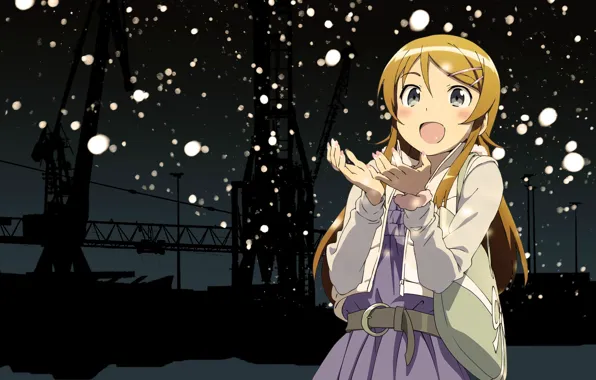 Радость, ночь, столбы, кран, сумка, ore no imouto ga konna ni kawaii wake ga nai, …