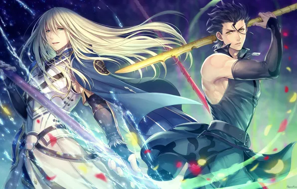 Парни, копья, Лансер, Fate / Zero, Fate / Grand Order