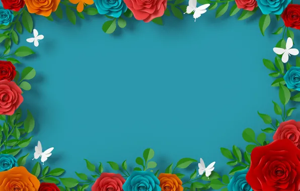 Бабочки, цветы, фон
