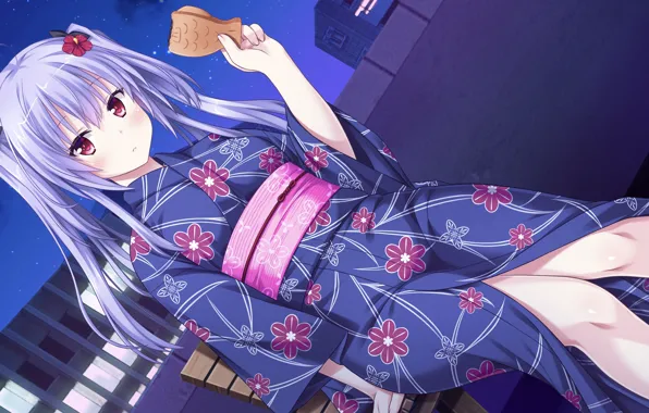 Девушка, ночь, Anime, Games Art, Happiness with her next door
