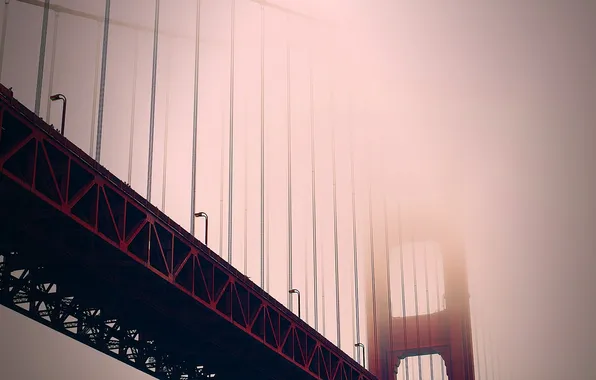 Туман, фото, вид, Город, City, америка, Сан Франциско, мосты