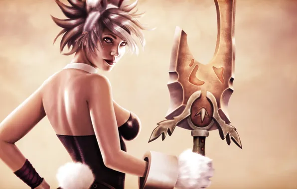 Взгляд, оружие, арт, хвостик, League of Legends, LoL, Riven