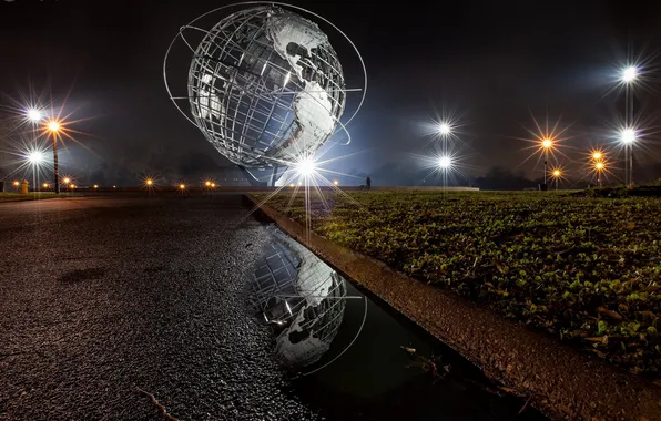 Картинка ночь, город, United States, Flushing Meadows