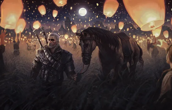 Ведьмак, Геральт, Witcher, Ведьмак 2: Убийцы королей, Медальон, Геральт из Ривии, Geralt z Rivii, Белый …