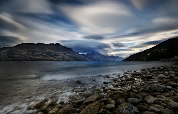 Картинка озеро, Новая Зеландия, New Zealand, Lake Wakatipu, Уакатипу