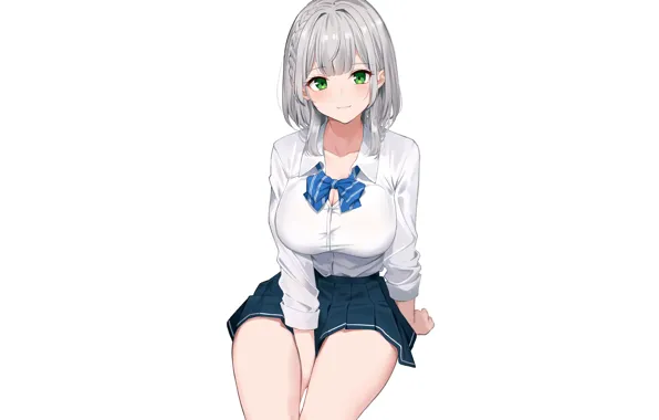Girl, hot, sexy, smile, anime, short hair, pretty, big boobs