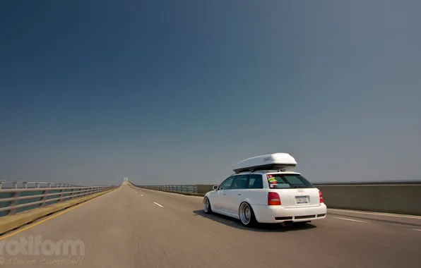 Дорога, Audi, ауди, белая, tuning, stance, rotiform