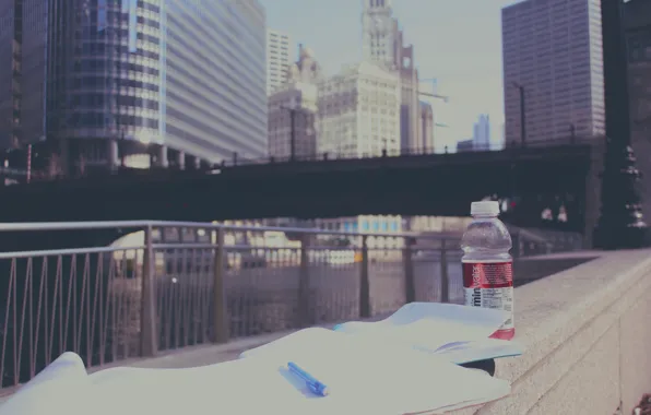 Картинка мост, небоскребы, ручка, USA, америка, тетрадь, чикаго, Chicago