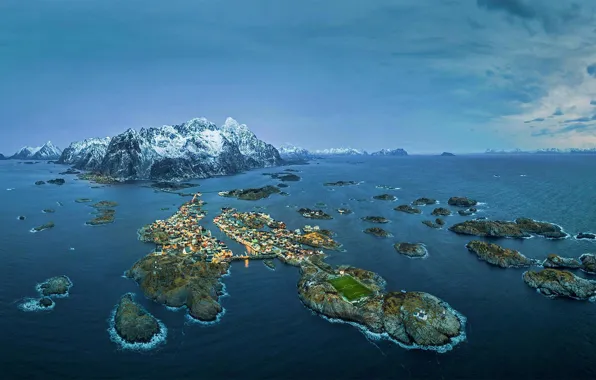 Море, Норвегия, рыбацкая деревня, Хеннингсвер