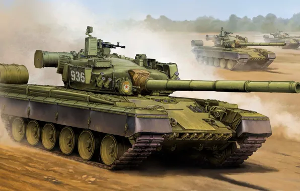Картинка weapon, war, art, painting, tank, T-80