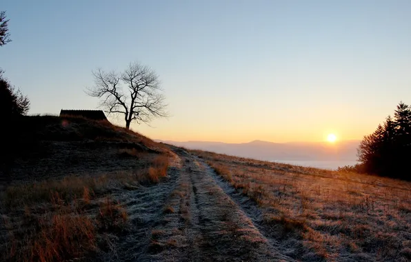 Небо, солнце, пейзаж, природа, красота, утро