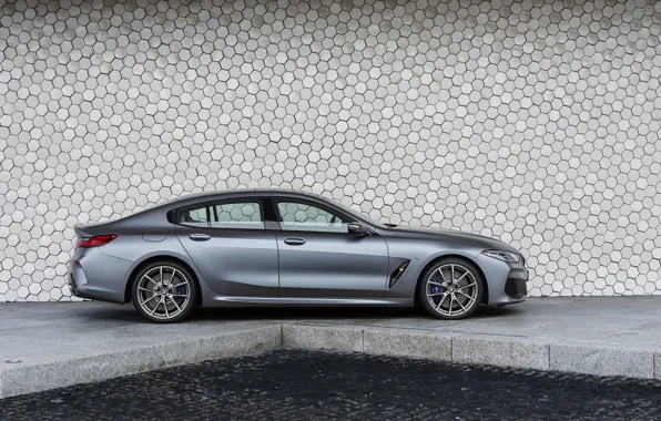 Картинка стена, купе, BMW, Gran Coupe, в профиль, 8-Series, 2019, четырёхдверное купе