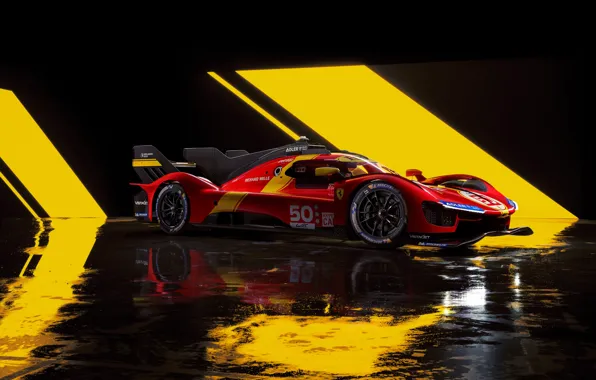 Картинка Красный, Феррари, Ferrari, Гиперкар, Hypercar, Rear, World Endurance Championship, 2023