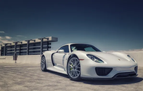 Картинка white, porsche, 918, parking